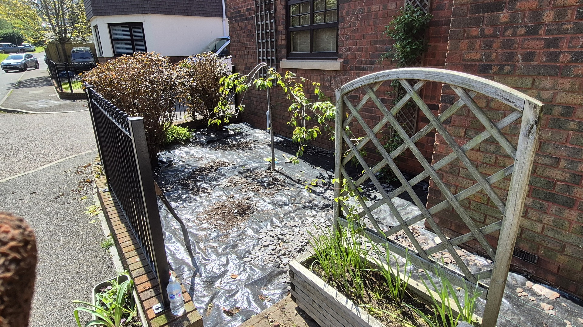 Front garden with membrane before gravel