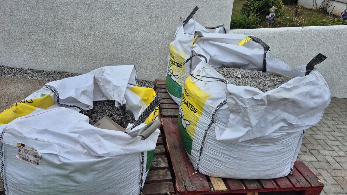 Bulk bags of gravel delivered for the project