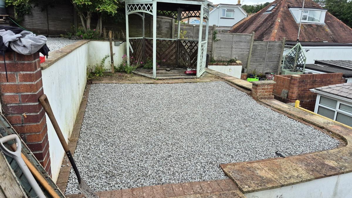 Finished gravel garden close-up view