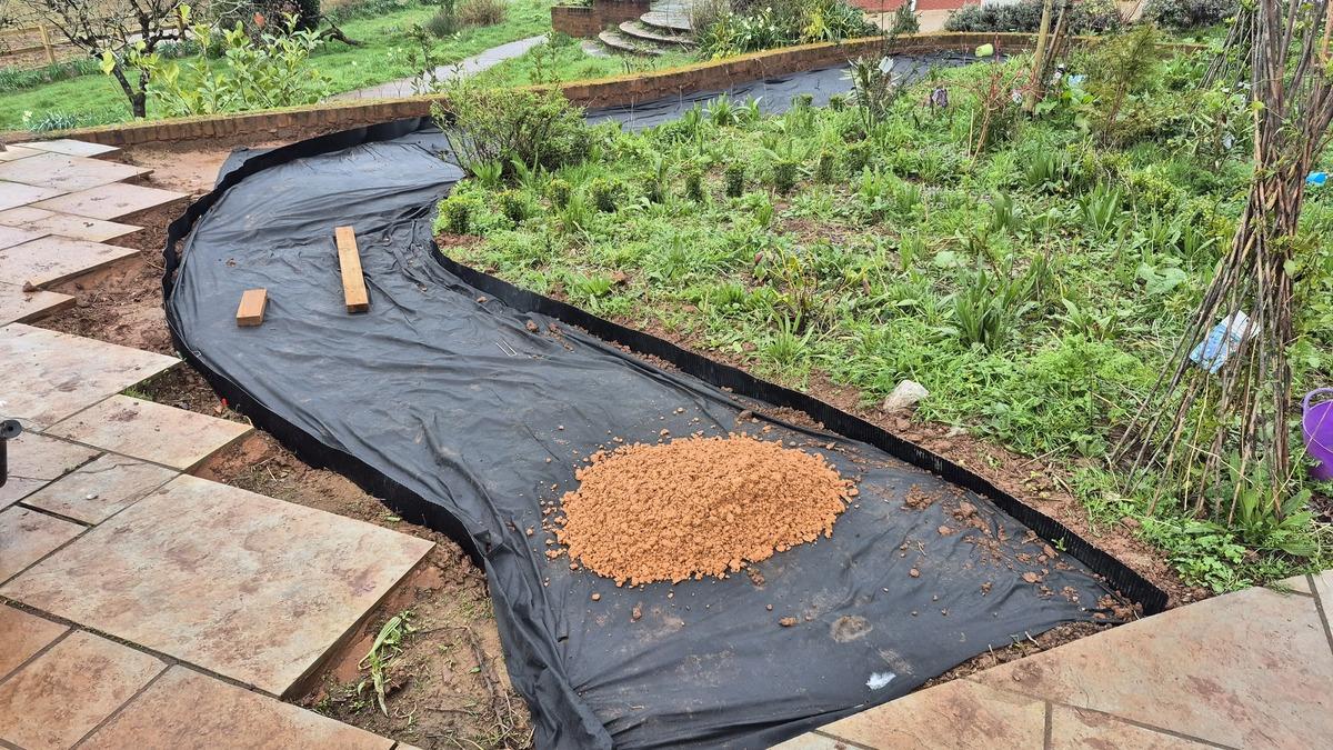 Membrane detail showing curved path route