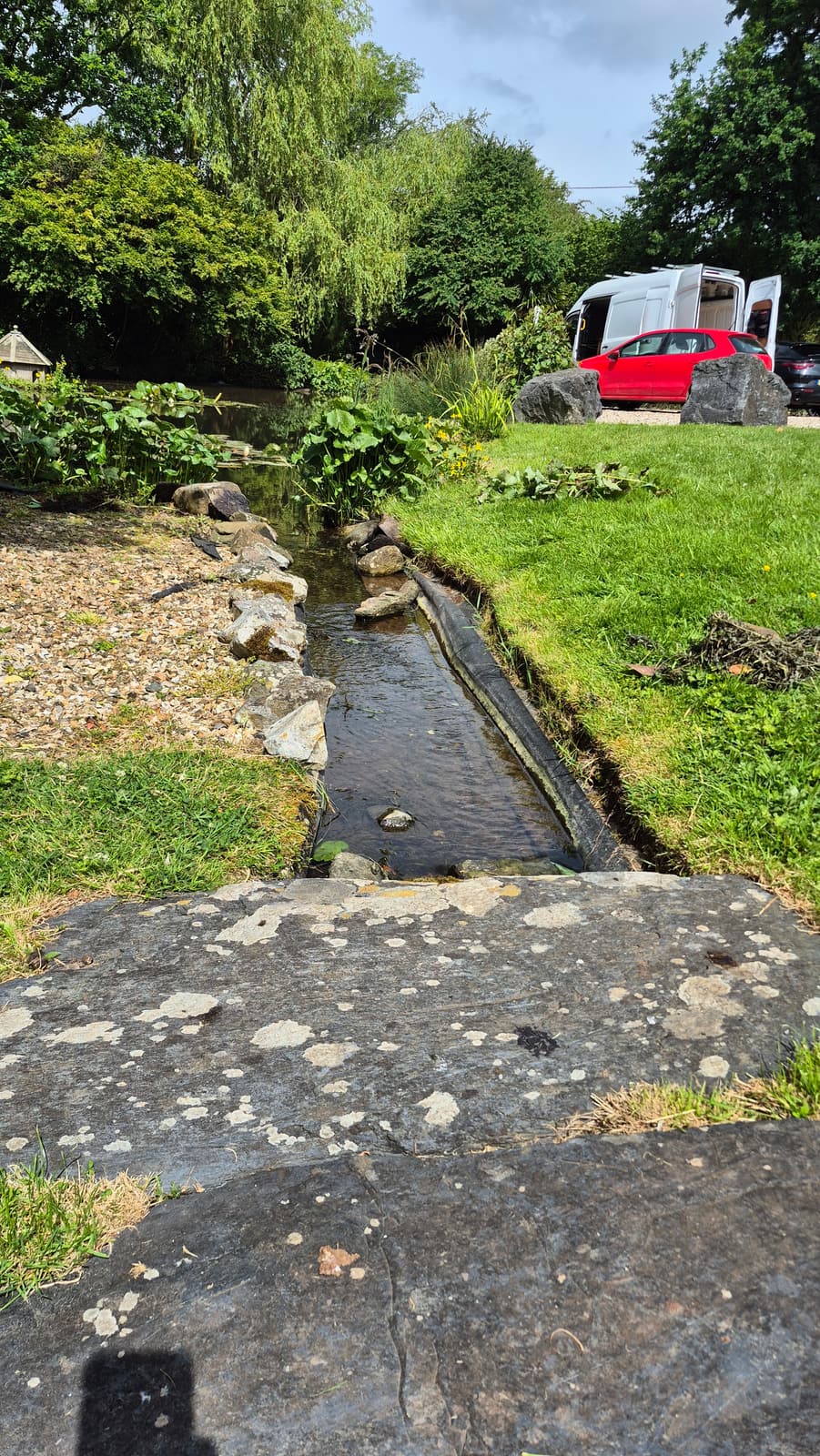 The old rill with a perished liner and eroding banks