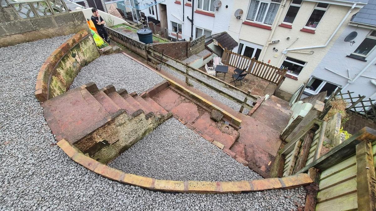 Finished gravel terraced garden