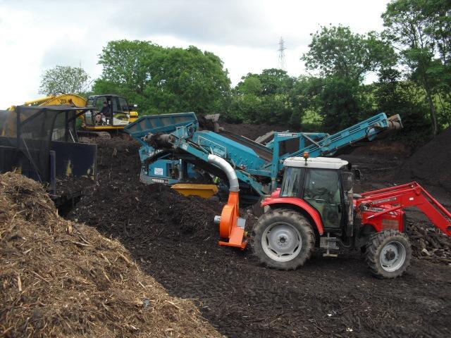 Green waste being processed at Wildwoods Contractors composting facility in Devon